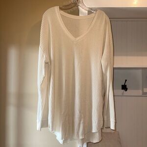 Cream Relaxed Long Sleeve Blouse